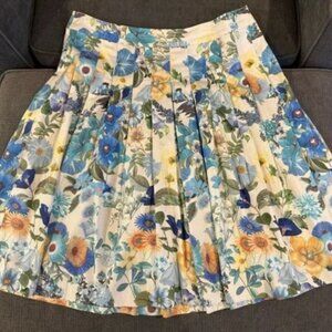 Talbots Women’s multi-colored floral print pleated skirt size 12